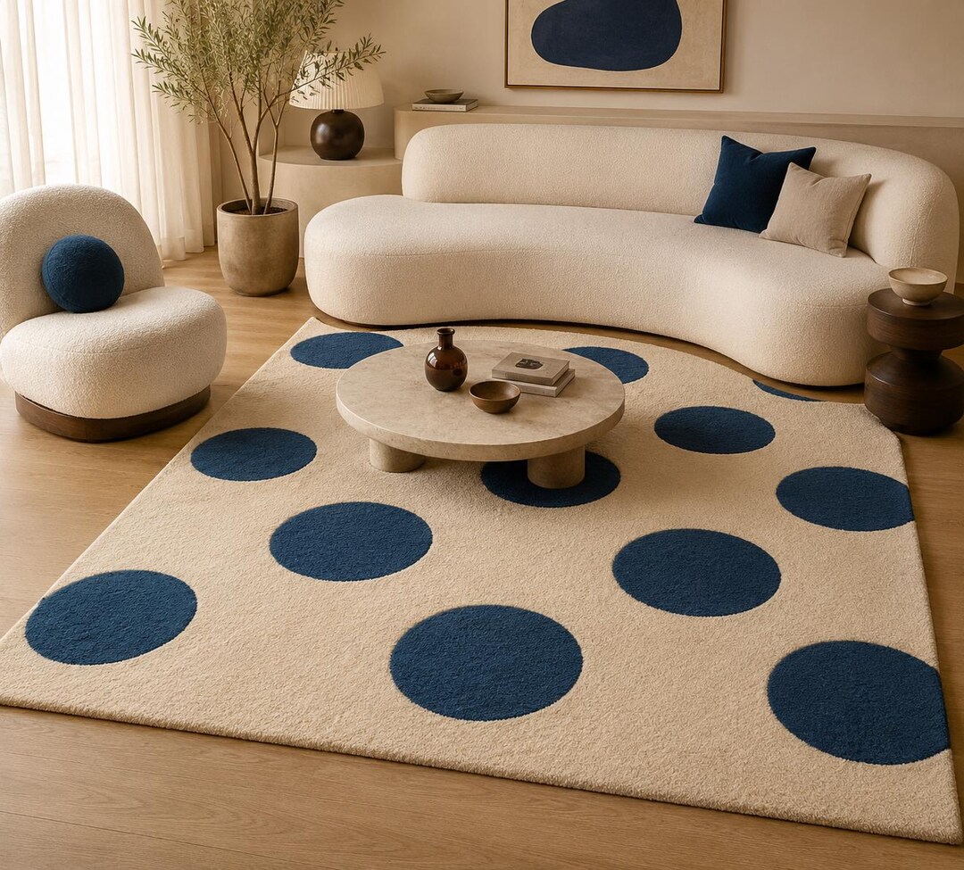 Modern Hand Tufted Wool Rug Blue Area Rug Carpet Luxury Living Room ...