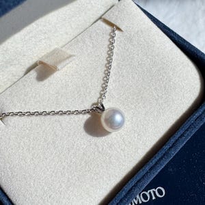 Authentic Mikimoto Akoya Cultured Pearl Pendant in 18K White Gold