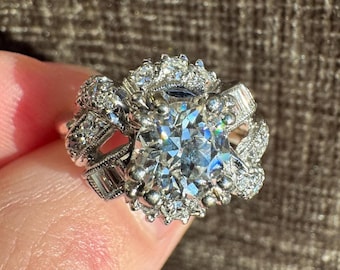 Nachlass 2 Karat Naturdiamant & Platin Cluster Ring