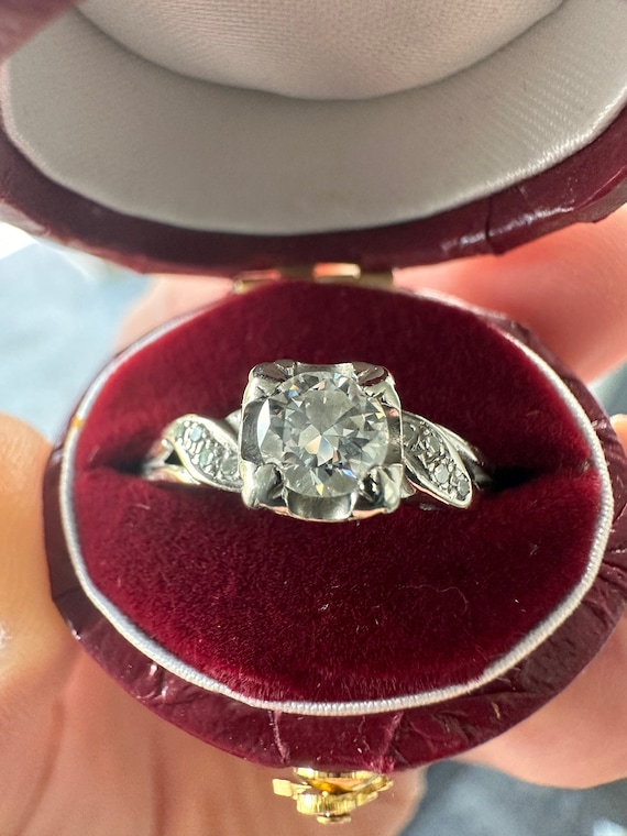 Vintage c1940 Natural Diamond Engagement Ring Set 