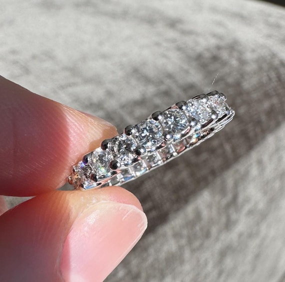 14K White Gold Natural Diamond Eternity Band