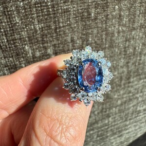 Cornflower Blue Natural Ceylon Sapphire and Natural Diamond Platinum Ring image 6