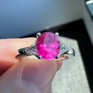 Beautiful Solid Platinum 1.30 CT Natural  Ruby & Diamond Ring