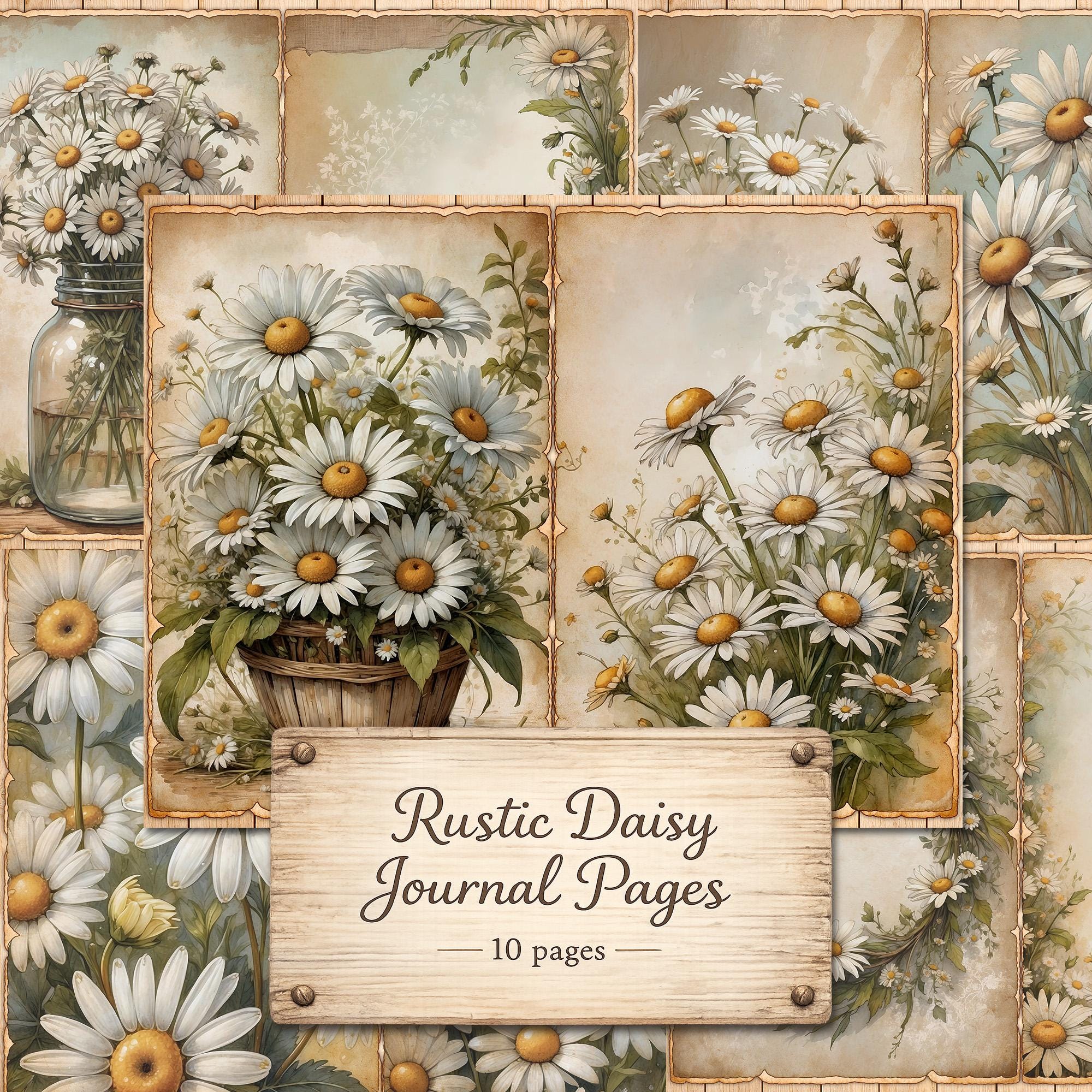 Rustic Daisy Journal Pages for Junk Journals — Wildflower Printable ...
