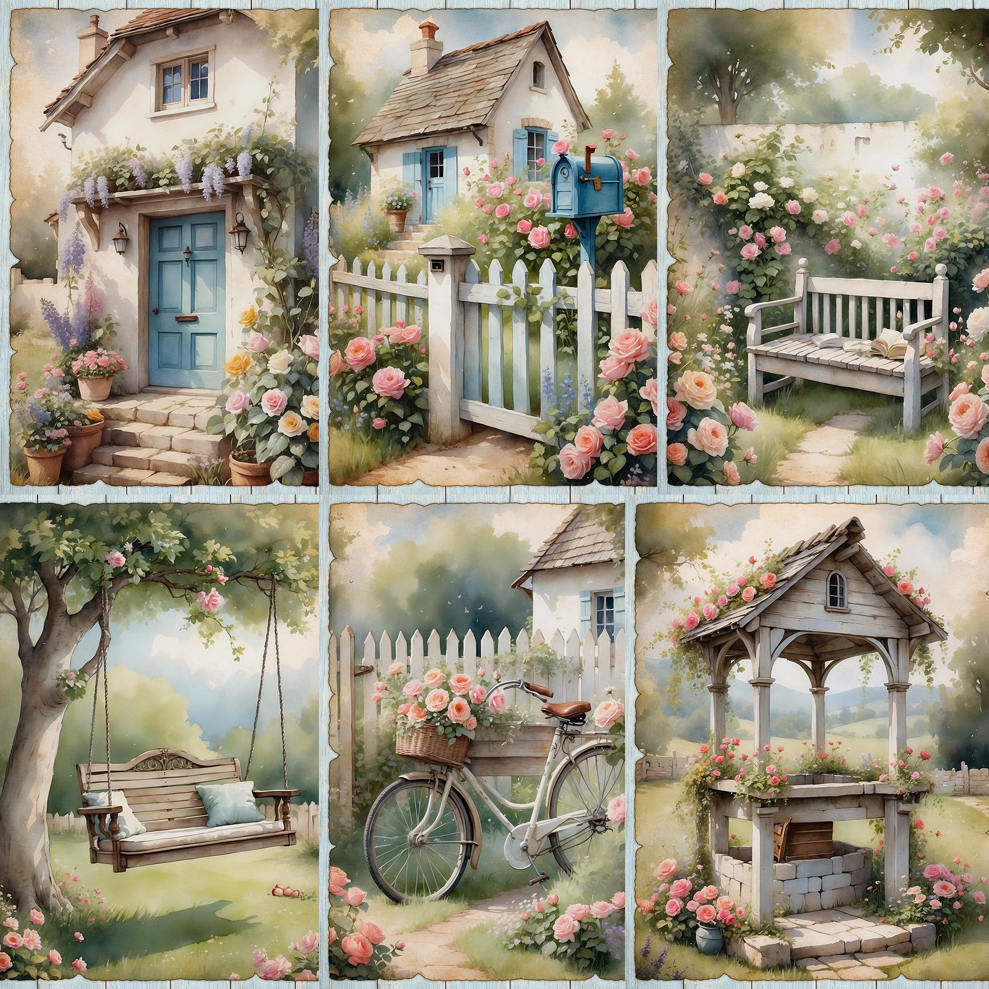 Cottage Garden Journal Pages, Printable Junk Journal Kit, Shabby Chic ...