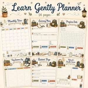 Learn Gently Planner — Undated Printable for Adults Learning a New Skill, ADHD Friendly