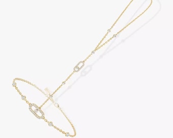 Pulsera de diamantes con pavé de 0,35 quilates y cadena de oro de 18 quilates.