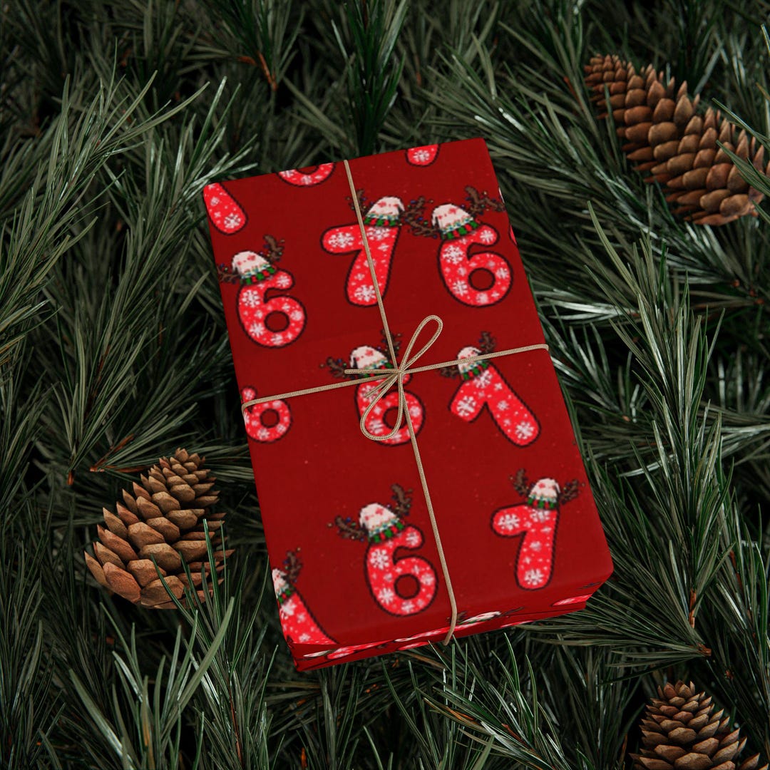 6 7 Candy Cane Pattern Wrapping Paper | Red Holiday Christmas Wrap - Etsy
