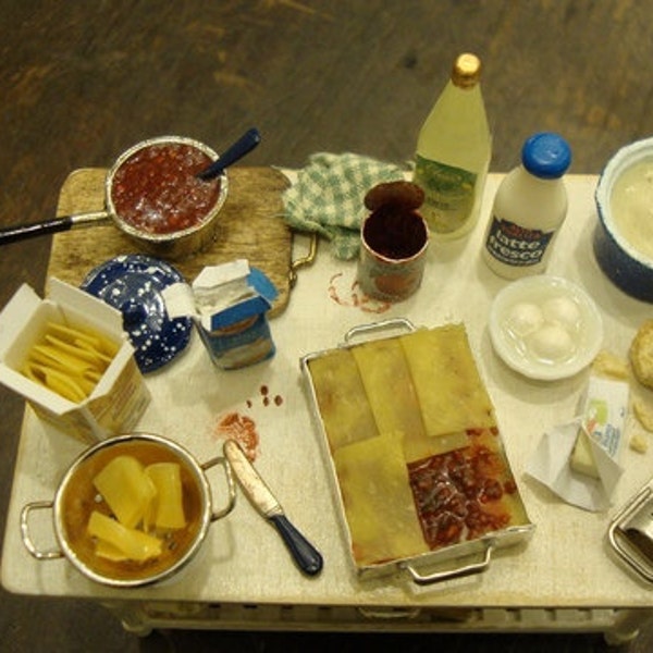 RESERVED FOR JESSIE Miniature table set up. "prepare the lasagna"