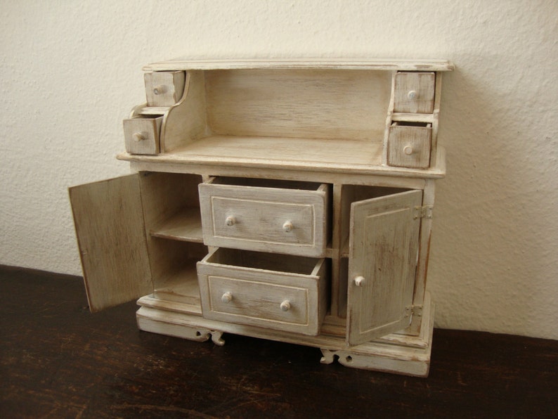 Dollhouse miniature furniture in walnut wood. decorated white Etsy