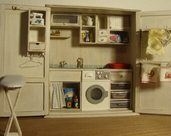 OOAK Dollhouse MINIATURE  laundry in a closet    1:12 scale