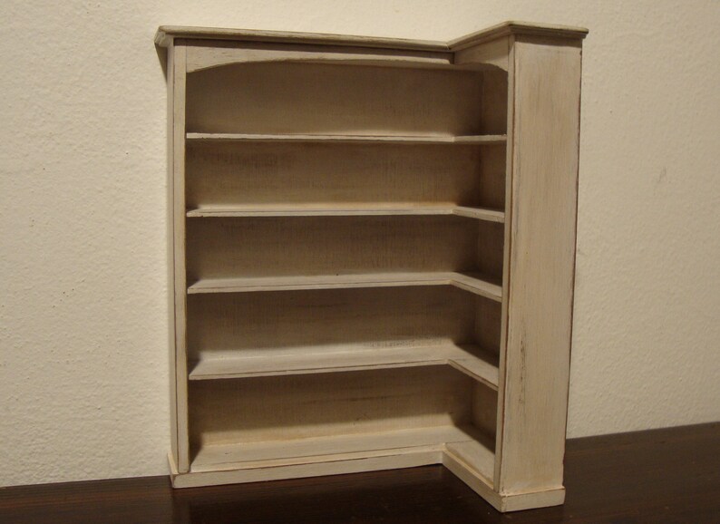 Dollhouse Miniature Corner Cabinet With Shelves Made Of Etsy