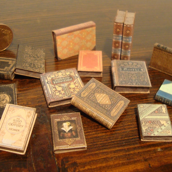 dollhouse ,miniature book,  package of assorted books. 10 pcs 1/12 scale