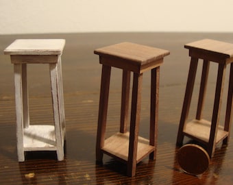 dollhouse miniature stool  in  walnut wood