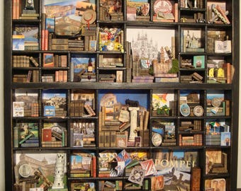 OOAK Miniature, Library thematic "I love Italy ". minilibrary, mini library,