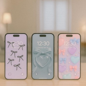 Pastel Glam Crystal Heart Phone Wallpaper Pack – 9 High-Resolution Mobile Backgrounds, Cute Aesthetic, iPhone & Android