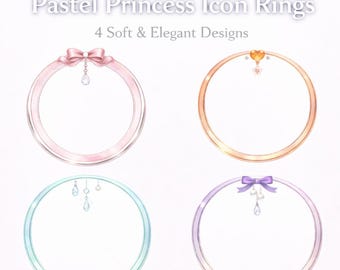 PNG-Symbolringrahmen – Pastellfarbenes Profil-Symbolrahmen-Set (4 Designs)