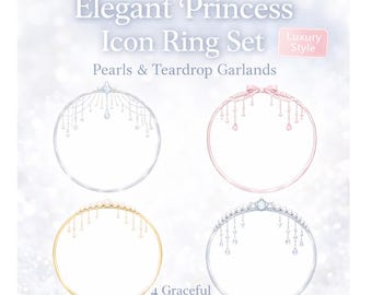 PNG-Symbolringrahmen – Flauschiges Winterprinzessinnen-Symbolring-Set – 4 Designs