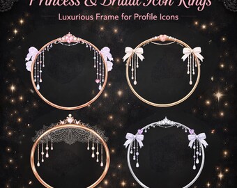 Prinzessinnen-Brautring-Set (4-teilig) | Transparente PNG-Datei | Mit Schleife, Spitze und herzförmigem Rahmen