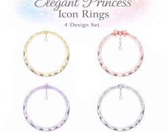 Symbolring-Rahmen (PNG) – Eleganter Prinzessinnen-Symbolring – 4er-Set