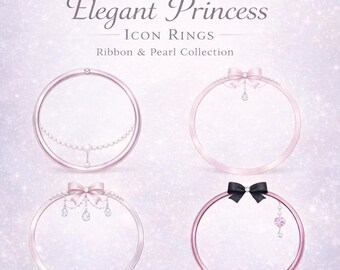 PNG-Symbolringrahmen – Pastellfarbenes Schleifenperlen-Profilsymbolset (4 Designs)