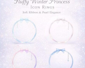Icon Ring Frame PNG – Winter Ribbon Pearl Profil-Icon-Set (4 Farben)
