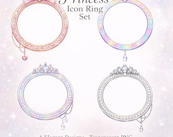 PNG-Symbolringrahmen – Herz-Perlen-Profilsymbolset (4-teilig)