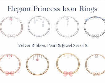 PNG-Symbolringrahmen – Profilsymbolset mit Samtband und Perlen (8 Designs)