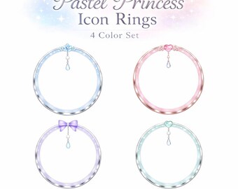 PNG-Symbolringrahmen – Pastellfarbenes Profil-Symbolrahmen-Set (4 Designs)