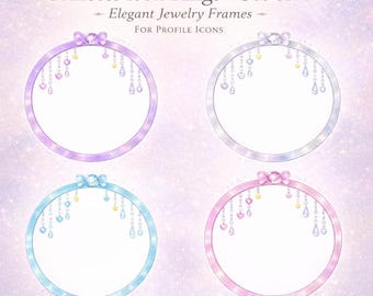 Symbolring-Rahmen – Schmuck im Gummy-Stil – Pastellfarbene Jara-Jara-Symbolringe | 4er-PNG-Set