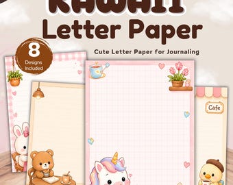 Kawaii Letter Paper do druku w formacie PDF, Przytulne artykuły papiernicze do kawiarni, Uroczy papier do pisania w dzienniku, Papier do notatek GoodNotes