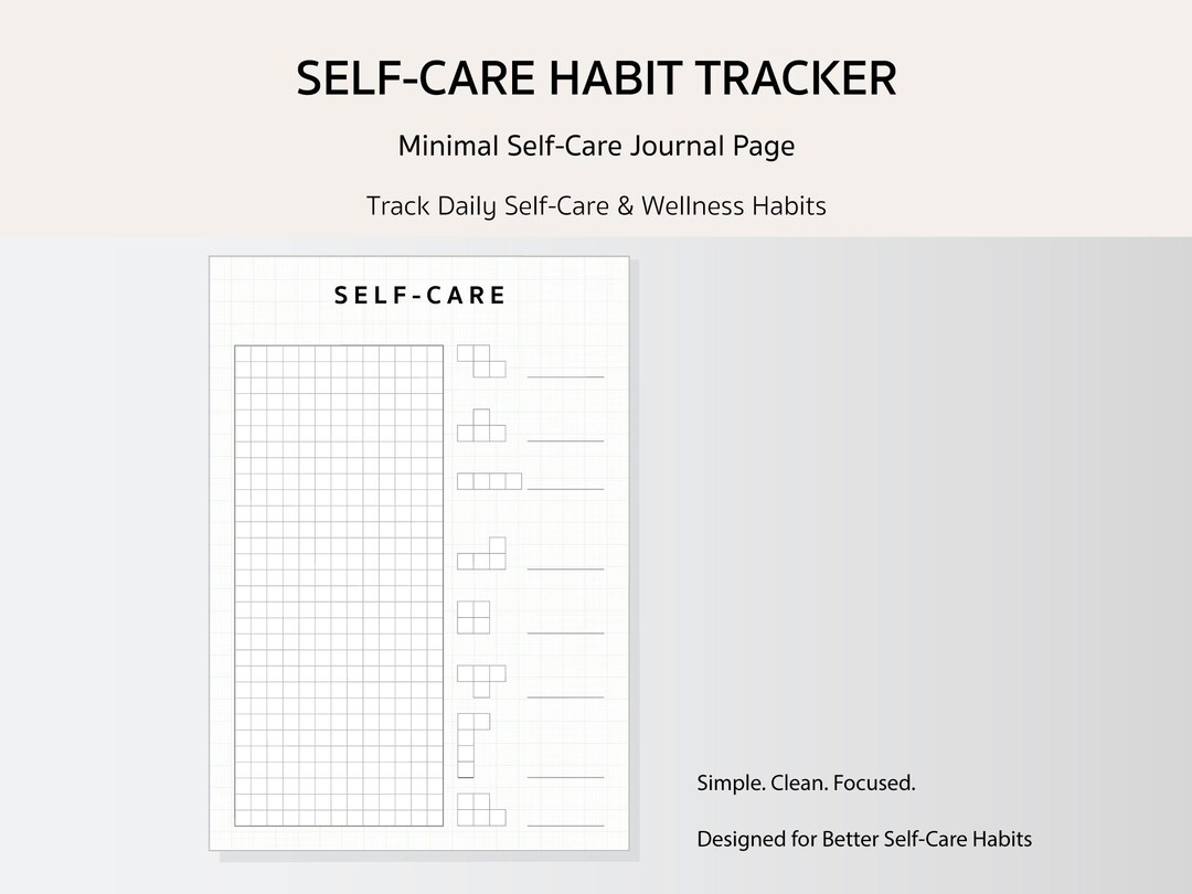 Self Care Habit Tracker Printable – Minimal Wellness Habit Tracker PDF ...