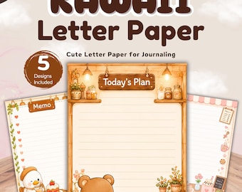 Kawaii Letter Paper do druku w formacie PDF, Przytulne artykuły papiernicze do kawiarni, Uroczy papier do pisania w dzienniku, Papier do notatek GoodNotes