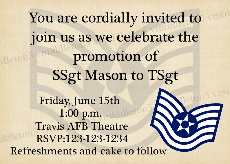 farewell promotion letter Any Rank Military Ceremony Invitation Branch Any Promotion