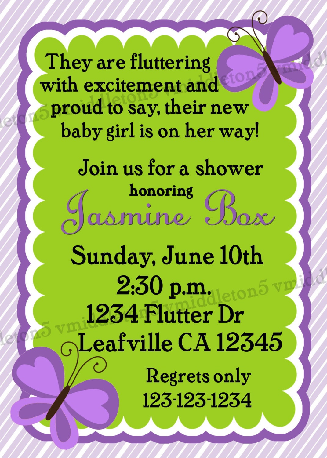 Butterfly Baby Shower Invitation Print Your Own 5x7 or 4x6 Etsy