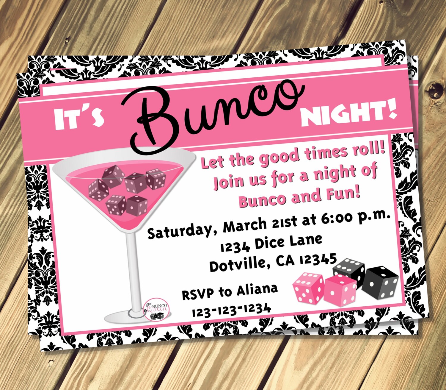Bunco Night Invitation Print Your Own Etsy