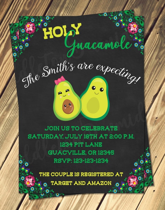 holy guacamole baby shower invitations