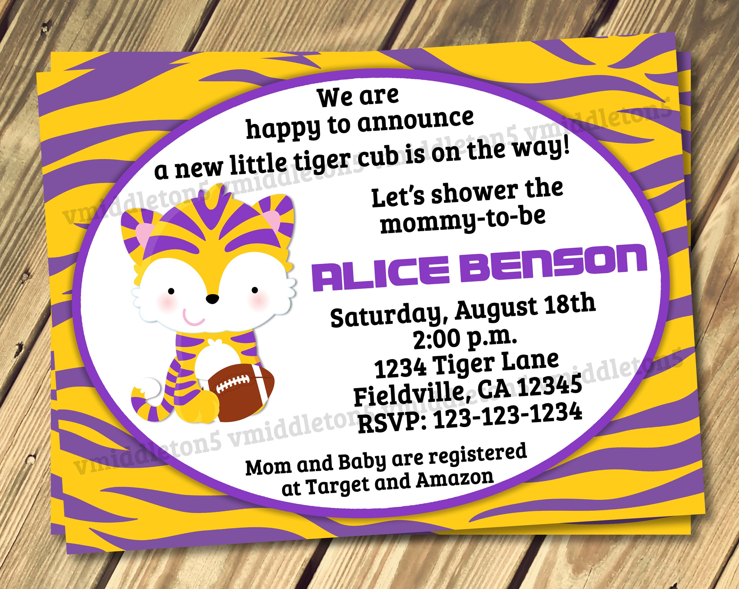 Louisiana Tiger Baby Shower Invitation Printable Boy Girl Etsy Louisiana Tiger Baby Shower Invitation Printable Boy Girl Etsy
