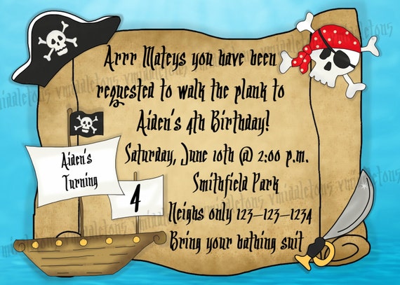 Ähnliche Artikel wie Piraten Geburtstag Einladung drucken Sie Ihre