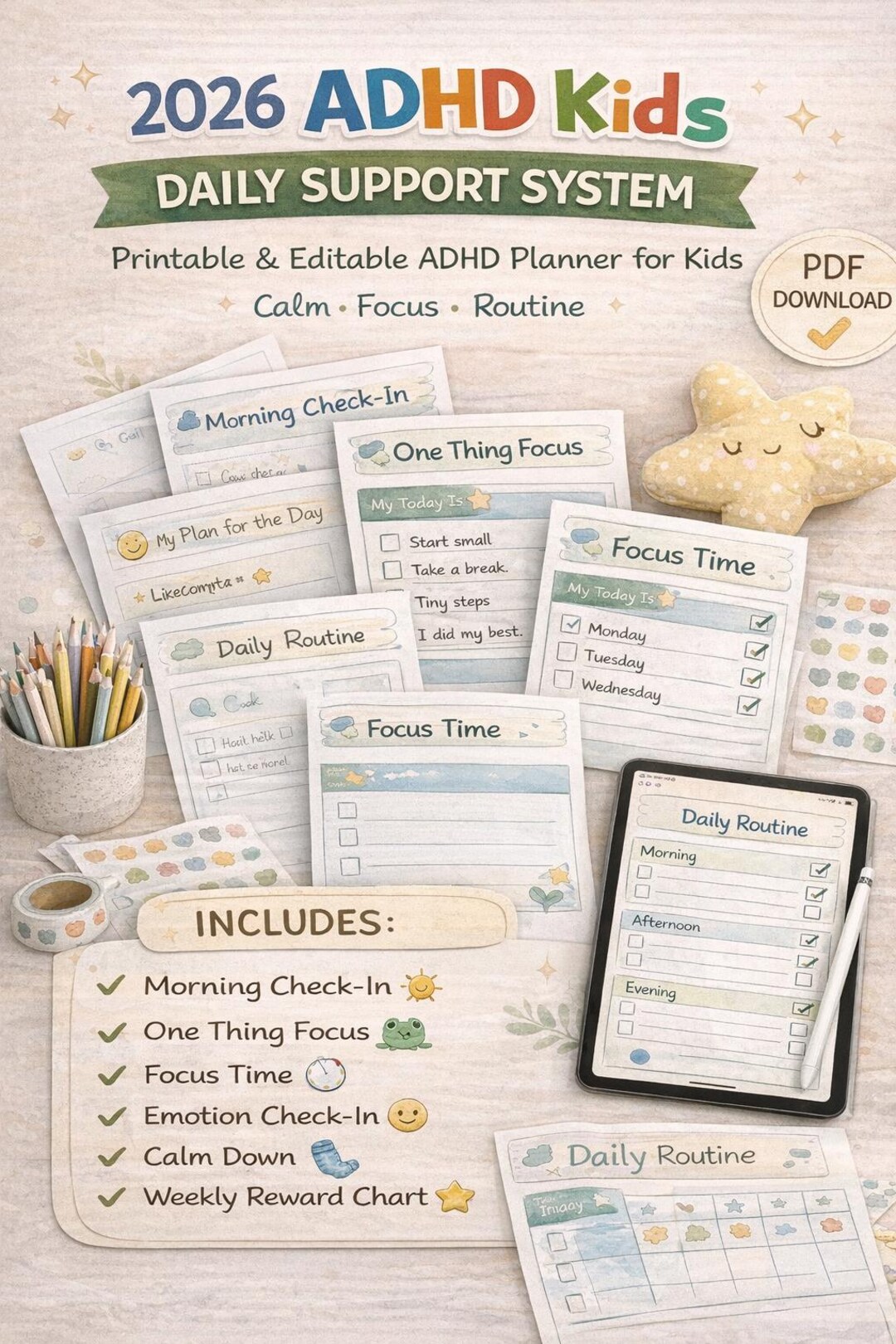 2026 ADHD Planner | Kids & Adult Daily Focus | Digital Download | - Etsy