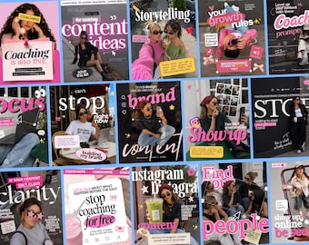 Pink Coach Instagram Templates, Editable Canva Posts, Stories and Captions