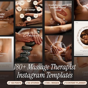 Massagetherapeut Instagram-sjablonen, socialmediamarketingkit (digitale download)