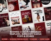 Coach Instagram Templates, Burgundy Canva Posts & Stories