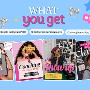 Pink Coach Instagram Templates, Editable Canva Posts, Stories and Captions bild 2