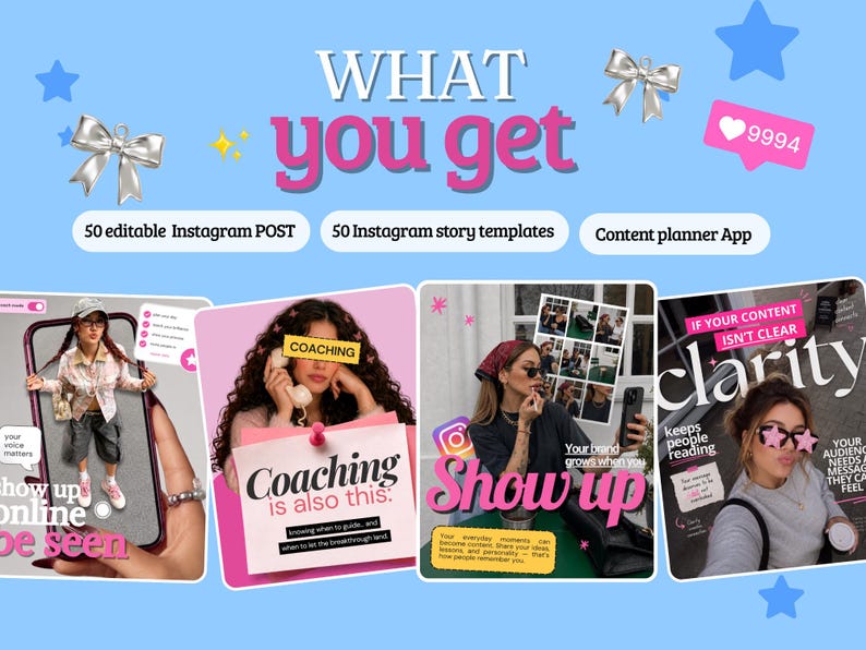 Pink Coach Instagram Templates, Editable Canva Posts, Stories and Captions bild 2