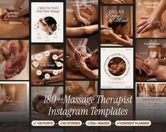 Massage Therapist Instagram Templates | Spa Social Media Kit (Digital Download)