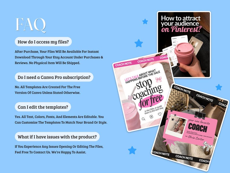 Pink Coach Instagram Templates, Editable Canva Posts, Stories and Captions bild 5