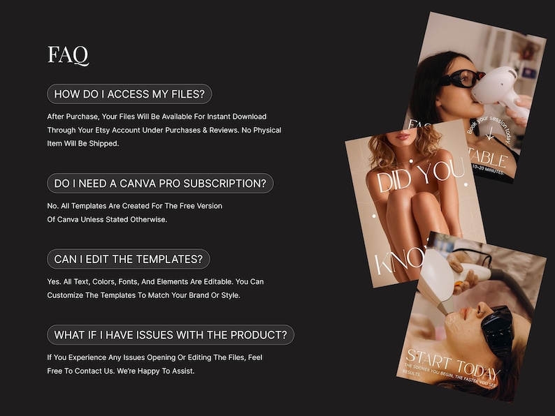 Laser Hair Removal Instagram Templates | Medspa Social Media Posts (Canva) image 7