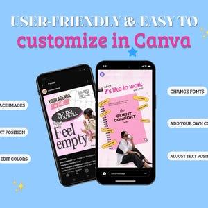 Pink Coach Instagram Templates, Editable Canva Posts, Stories and Captions bild 3