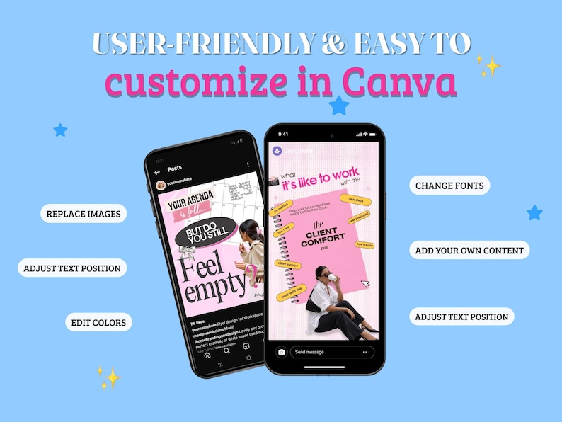 Pink Coach Instagram Templates, Editable Canva Posts, Stories and Captions bild 3